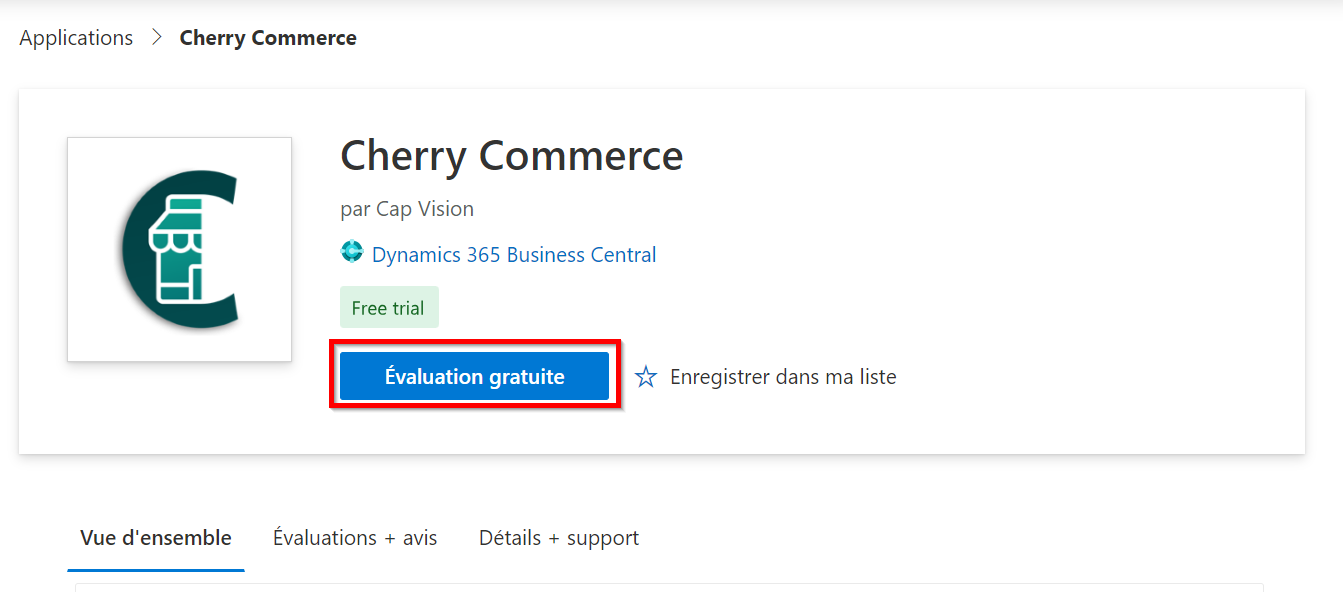 Télécharger l'application depuis l'App Source
