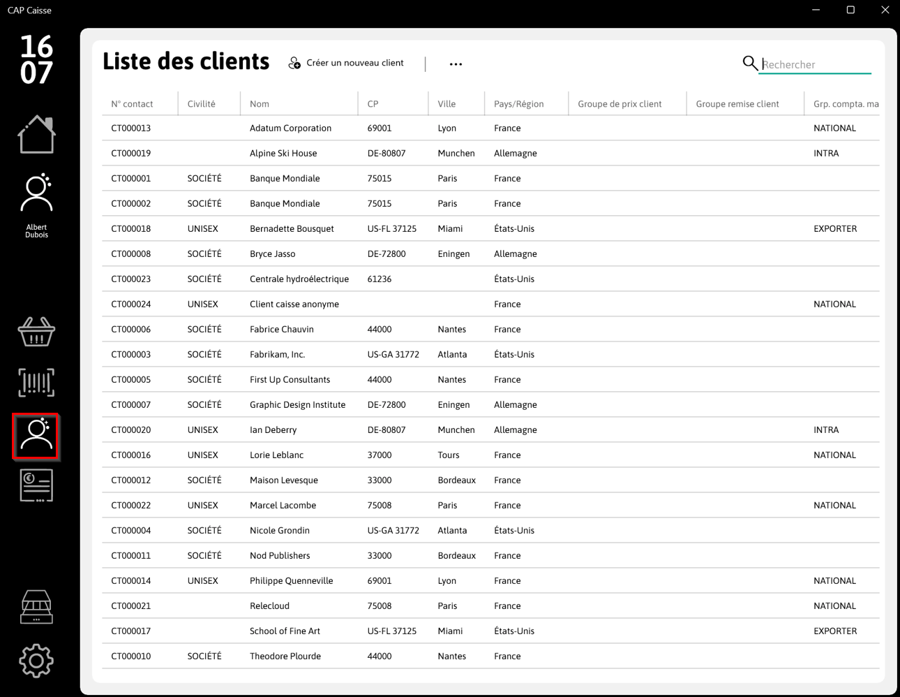 Accéder aux clients depuis le menu