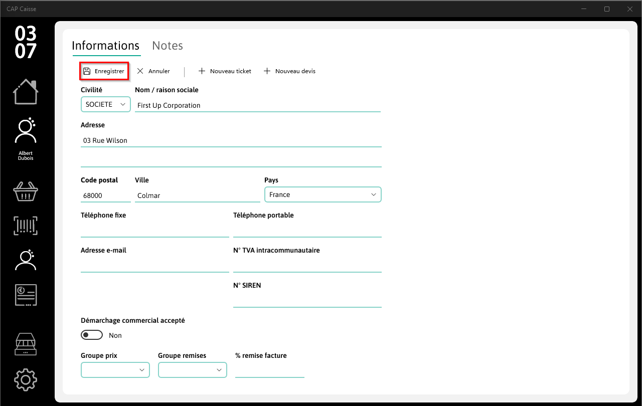Enregistrer client