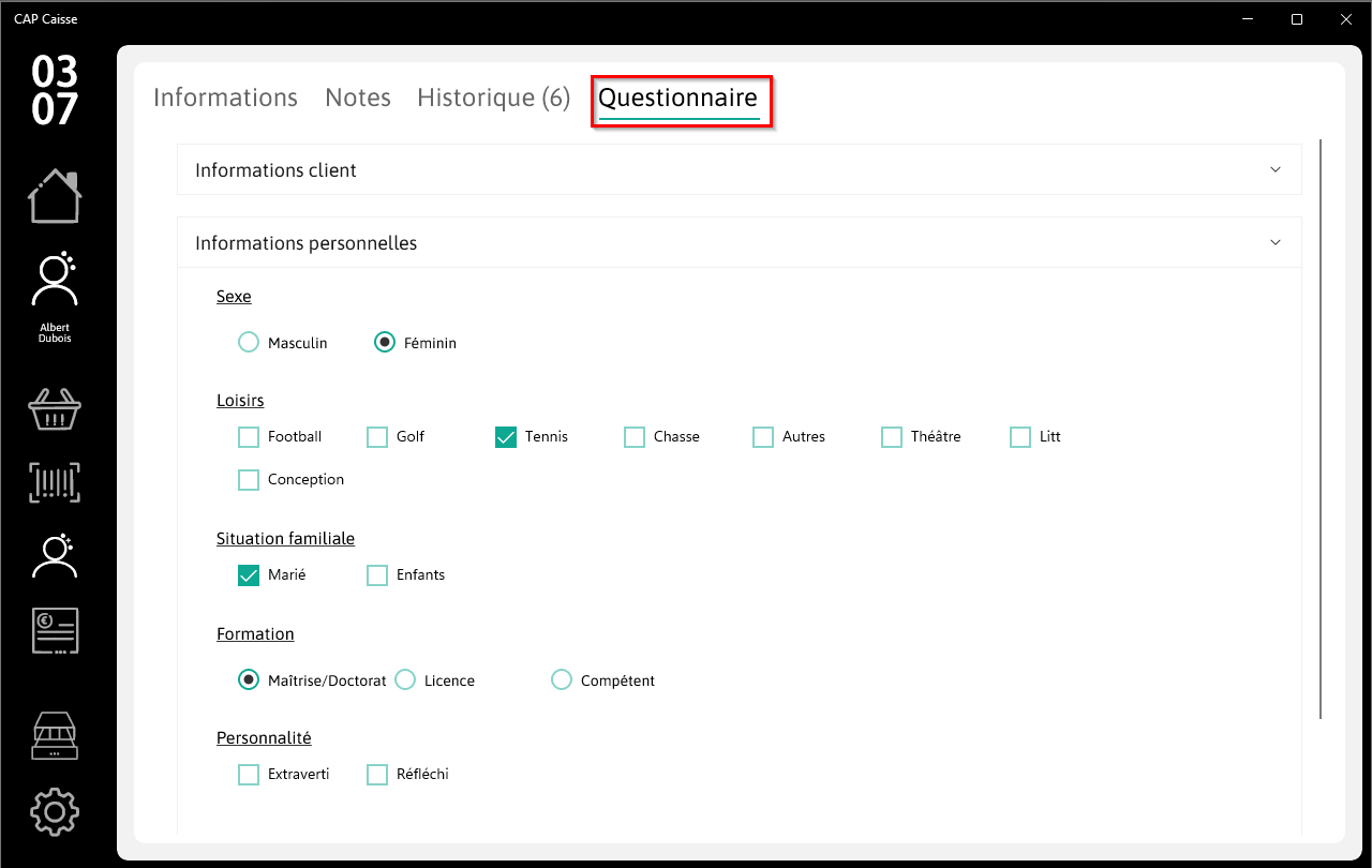 Questionnaire client