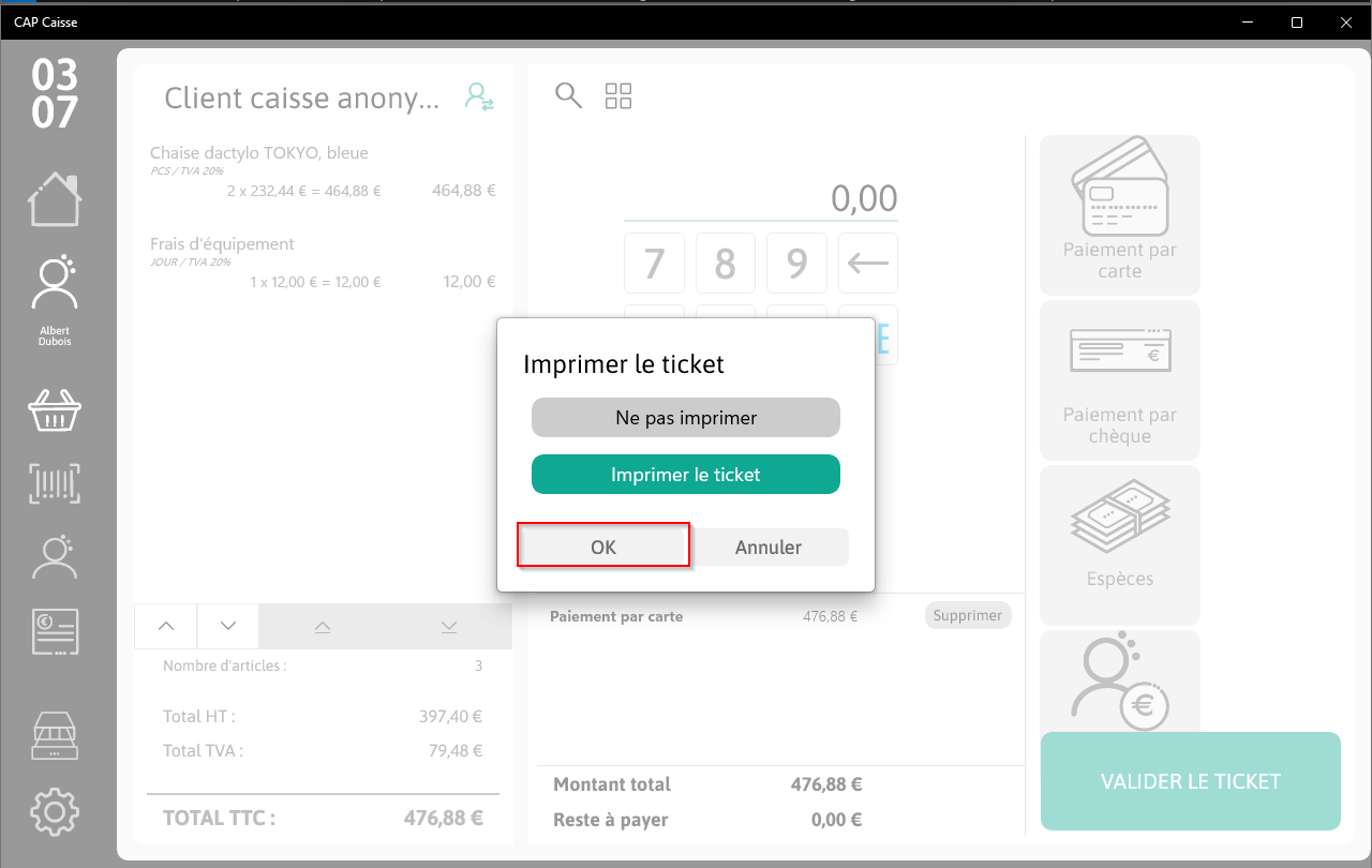 Impression ticket