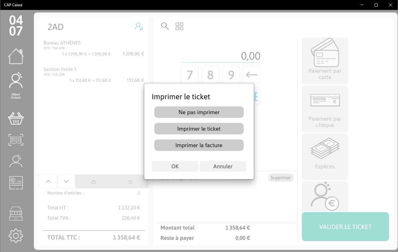Impression ticket et facture