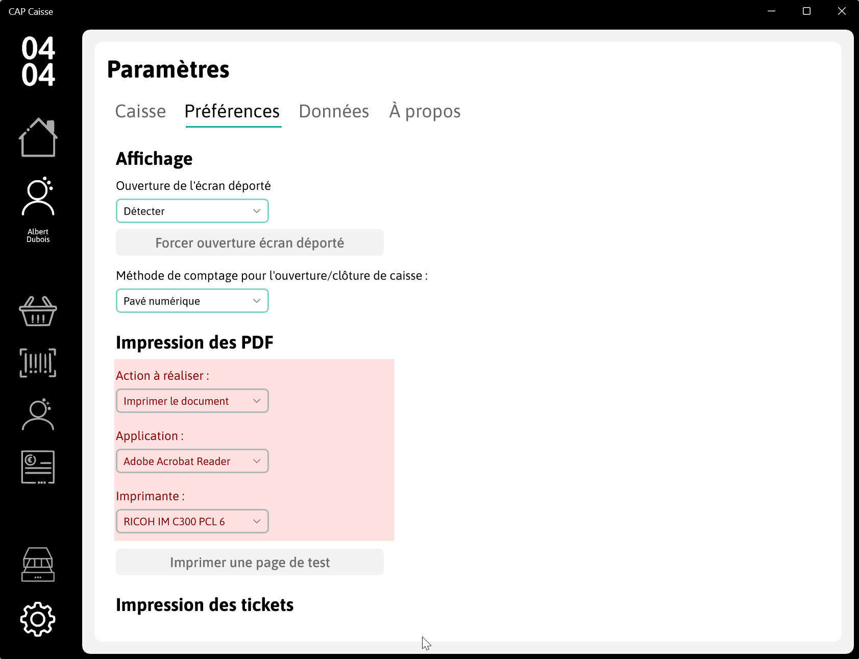 Choisir l'application d'impression