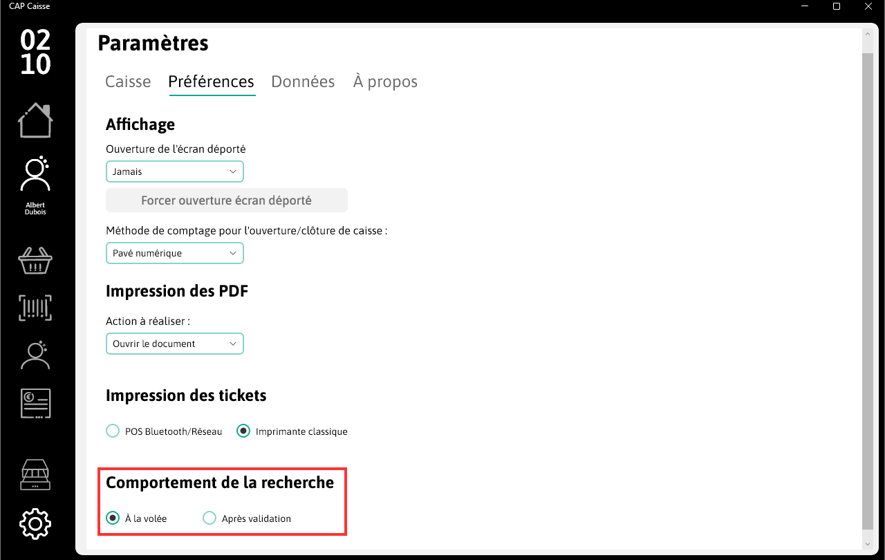 Comportement de la recherche