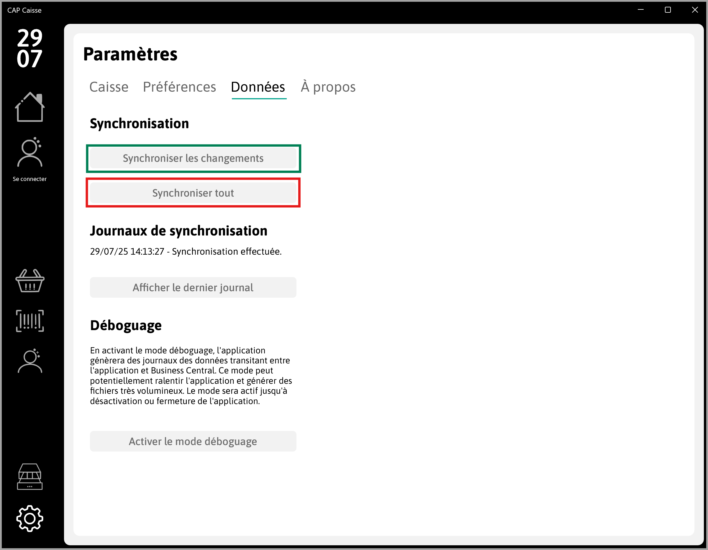 Synchroniser tout dans les Paramètres de l'application