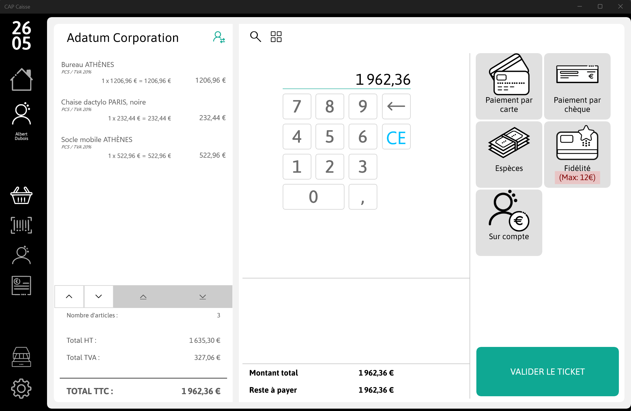 Montant maximal payable en points