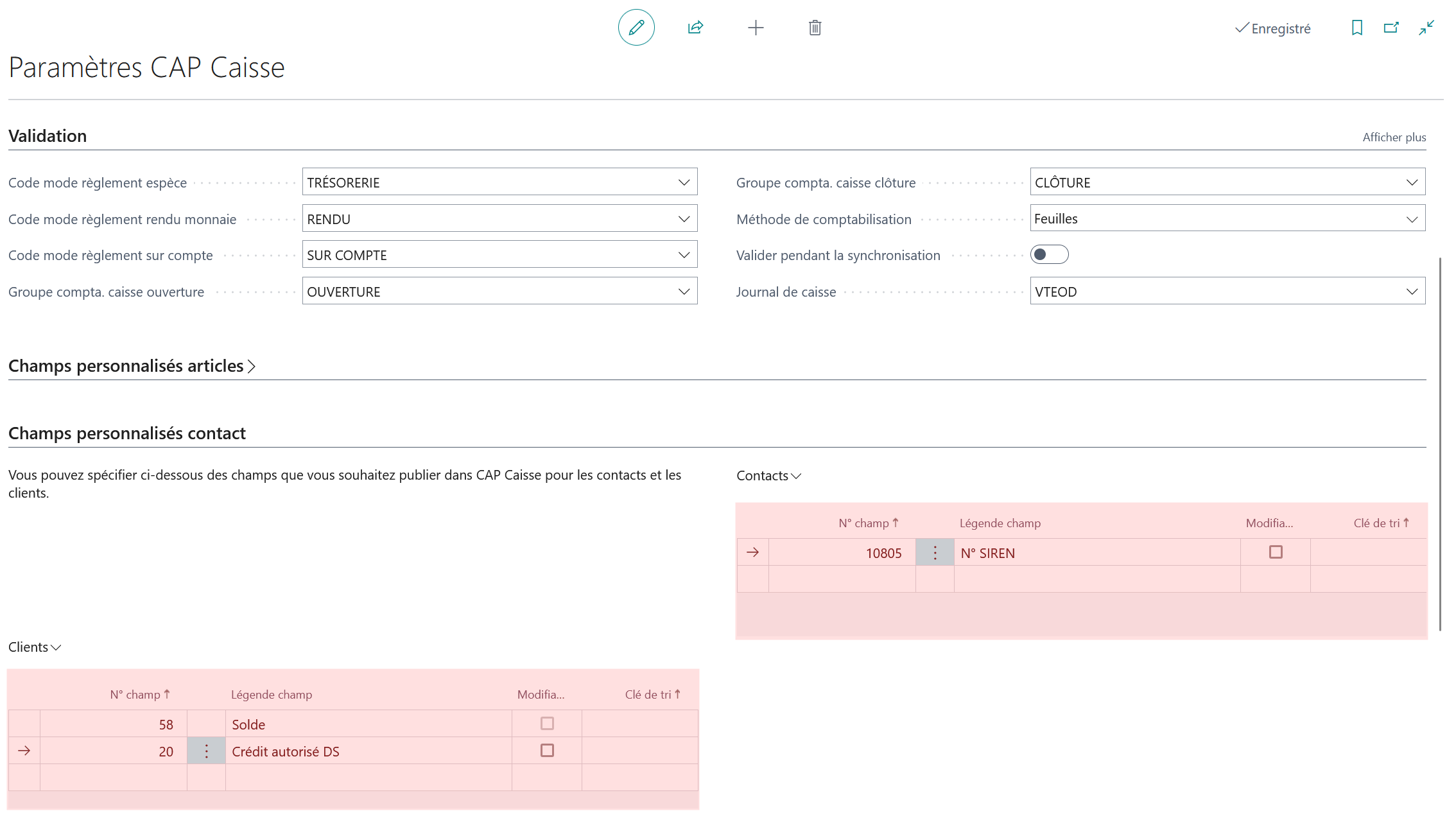 Ajouter des champs personnalisés clients et contacts