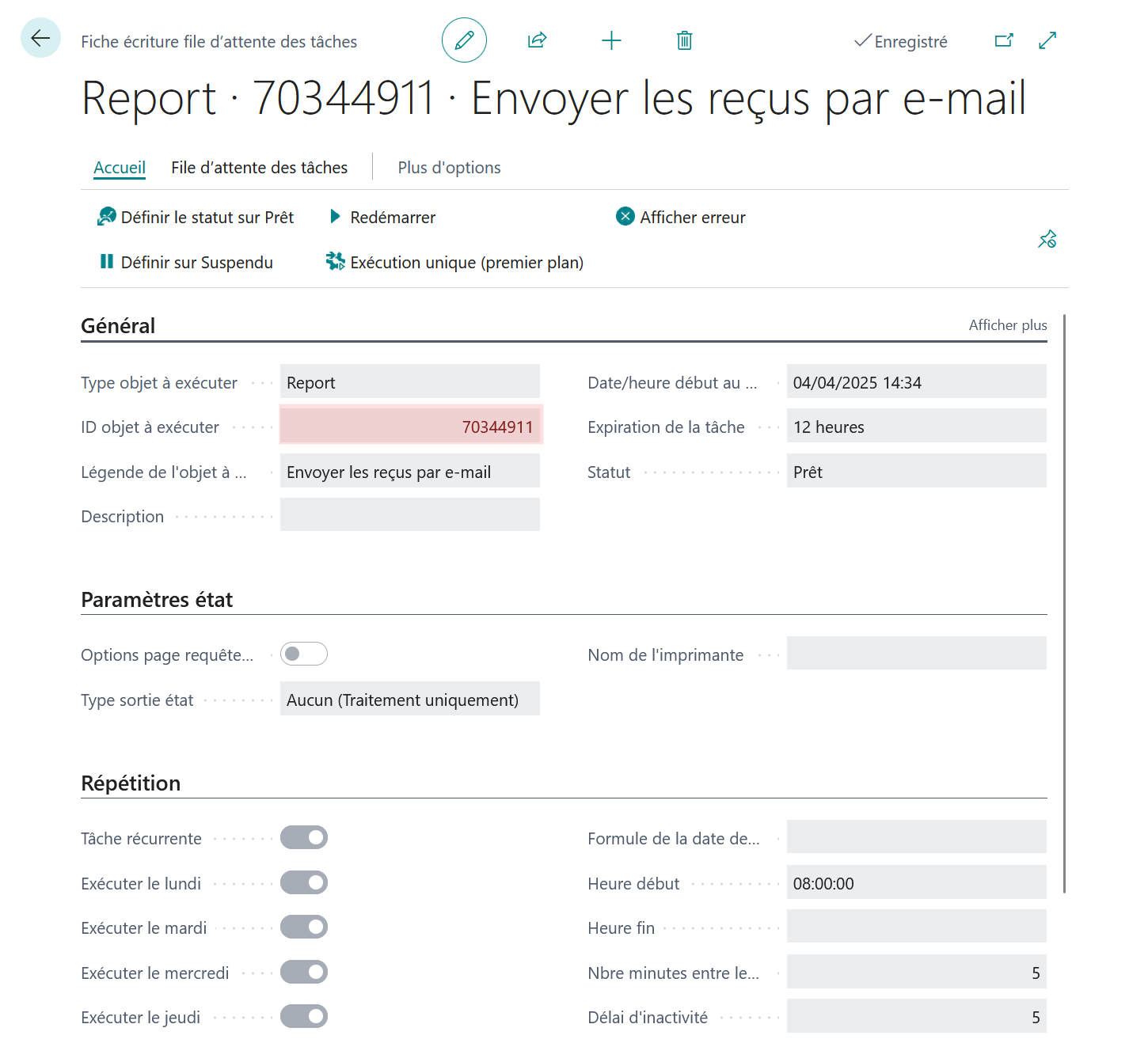 File d'attente des travaux pour l'envoi des e-mails