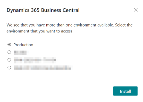 Choisir l'environnement Business Central