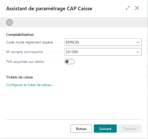 Code mode de règlement en espèce
