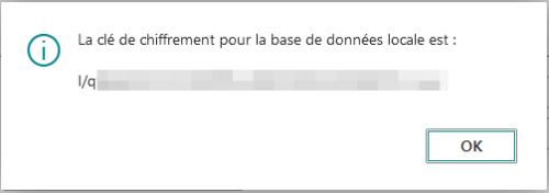 Clé de chiffrement affichée