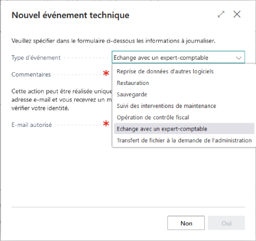 Enregistrer un événement technique