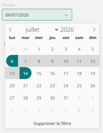 Composant : calendrier