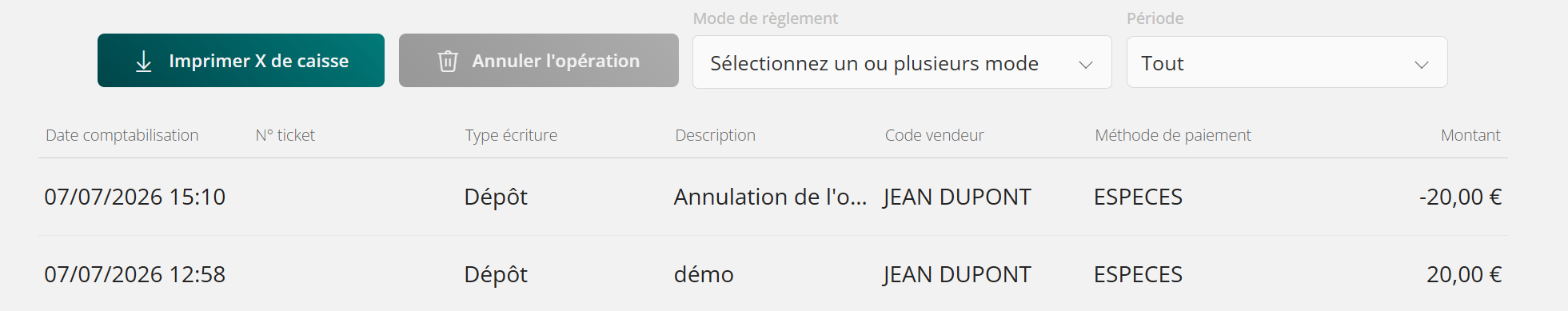 Résolution de l'annulation d'un dépôt