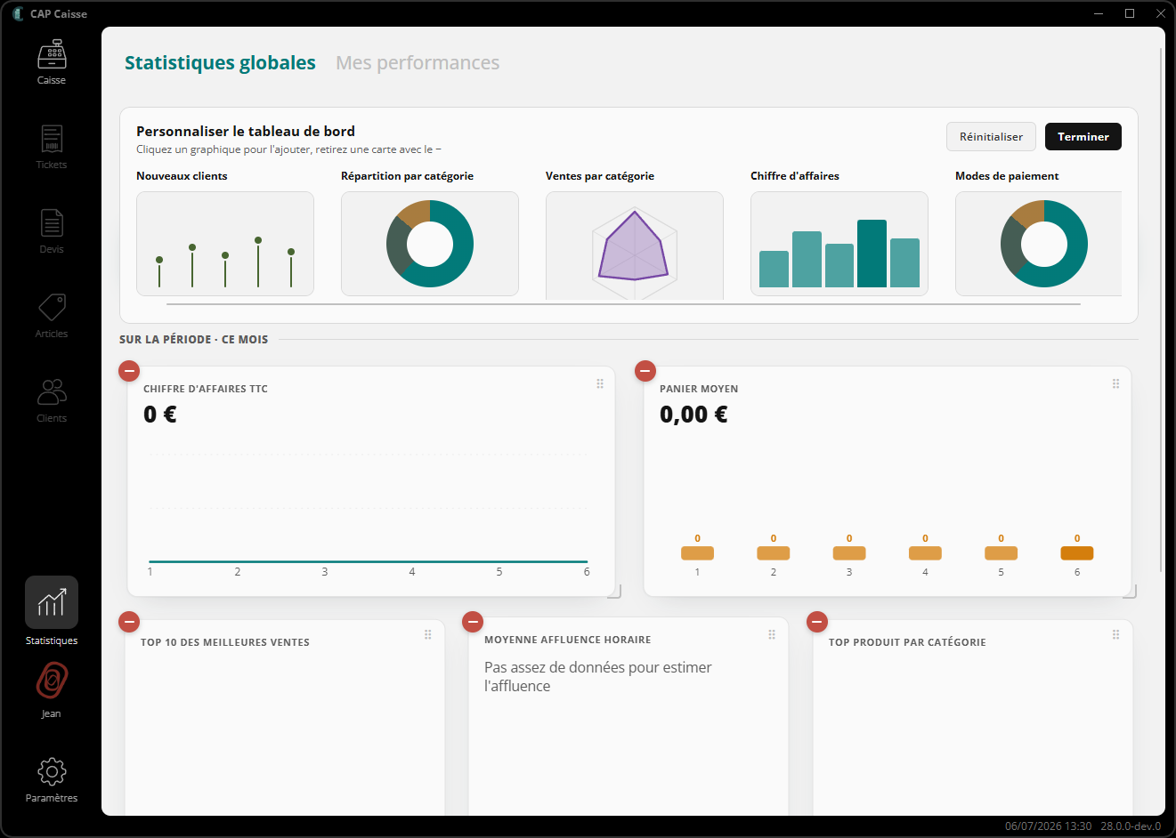 Personnalisation du tableau de bord