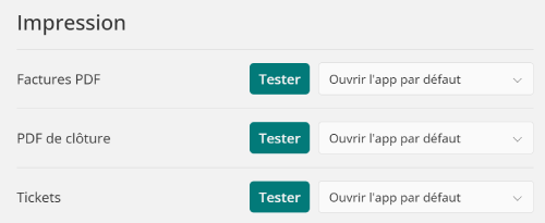 Préférences : impressions