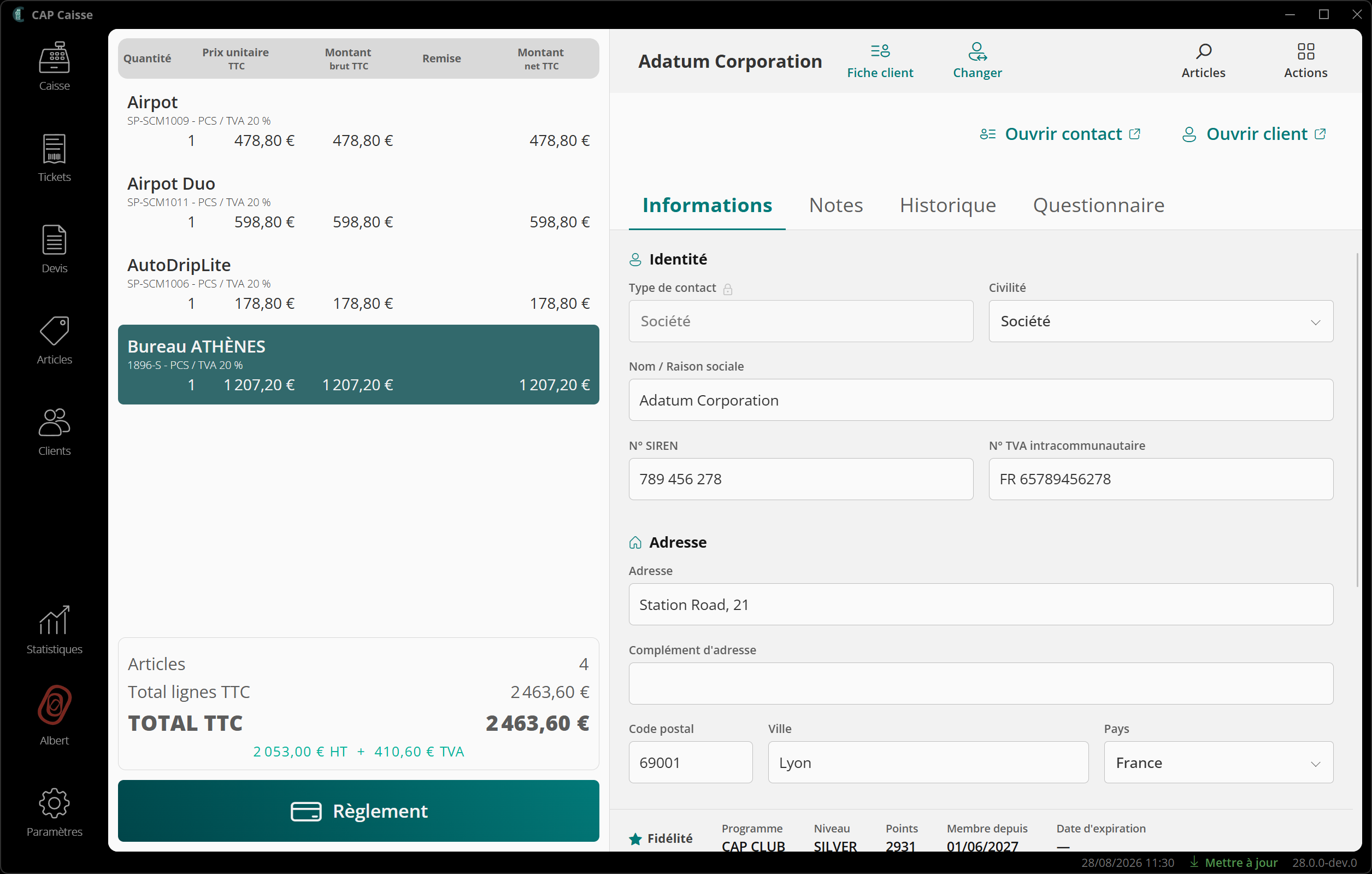 Fiche du client