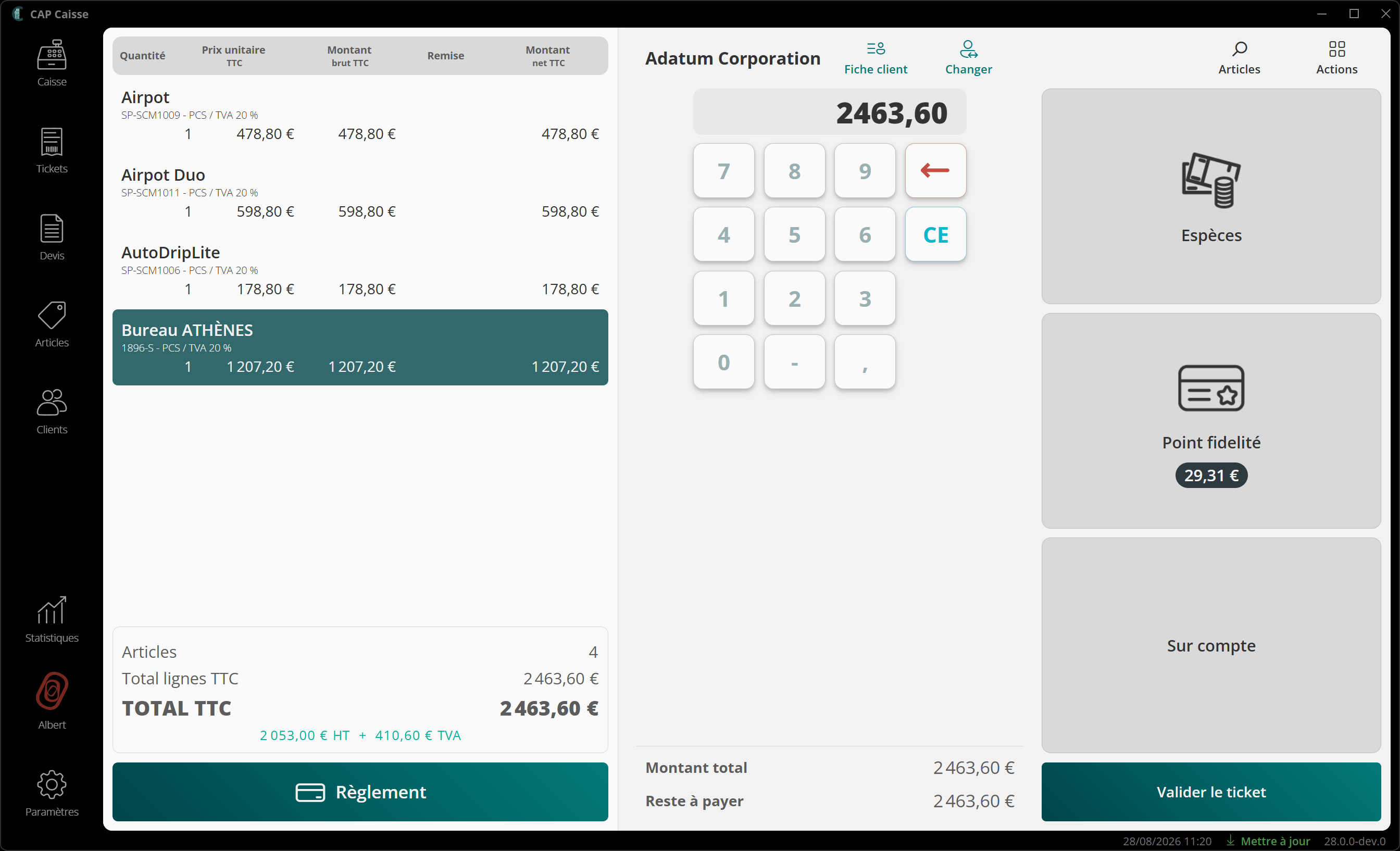 Montant maximal payable en points