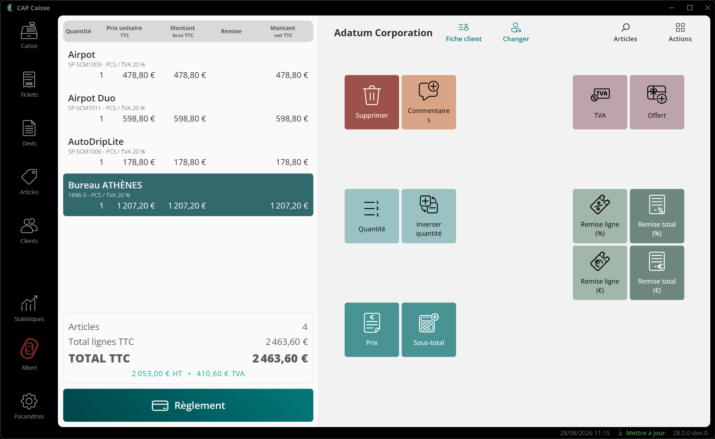 Interface d'édition d'un ticket