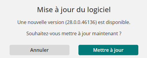 Popup de mise à jour