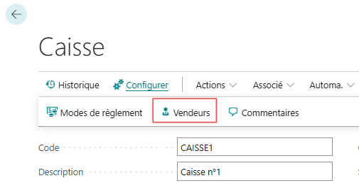 Paramétrer les vendeurs d'une caisse