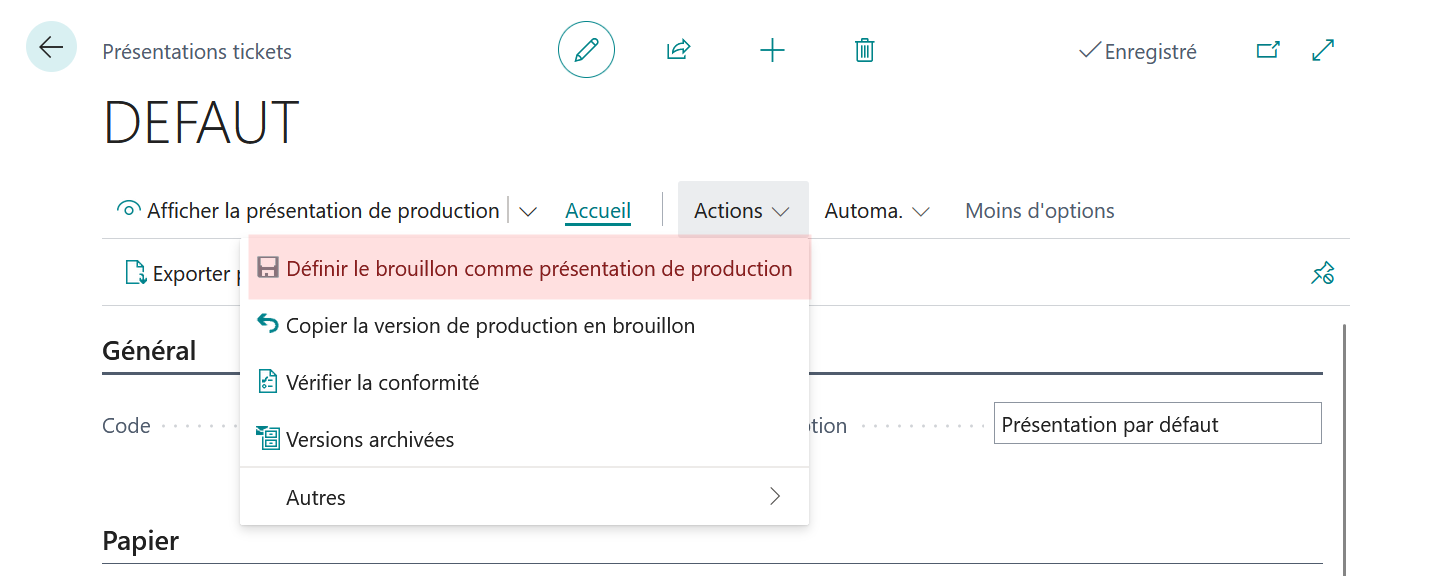 Passer une présentation production