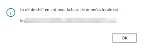 Clé de chiffrement affichée
