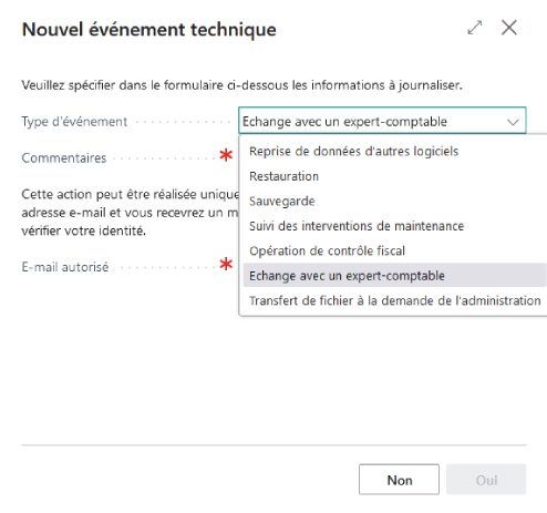 Enregistrer un événement technique