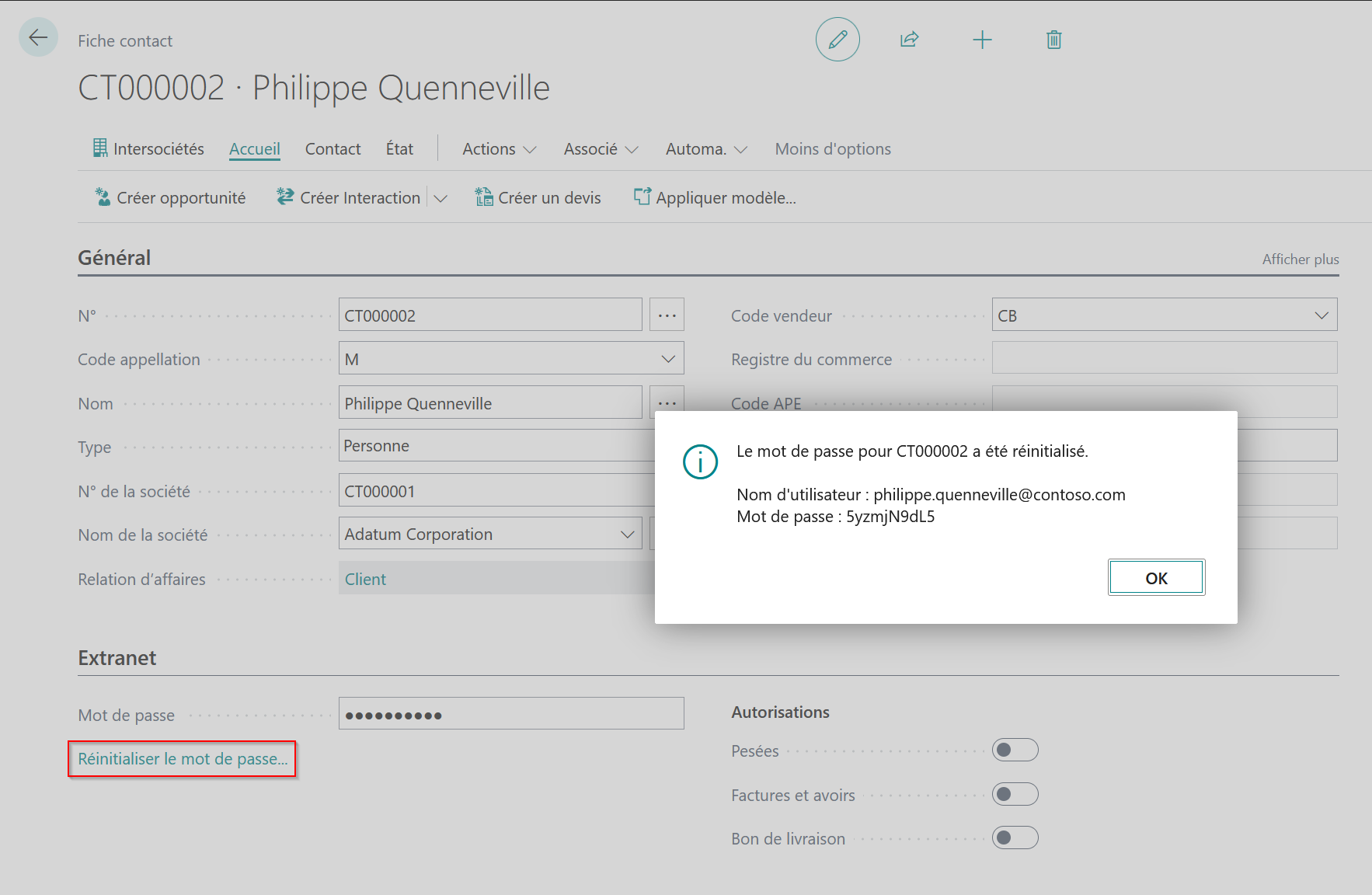 Réinitialiser le mot de passe