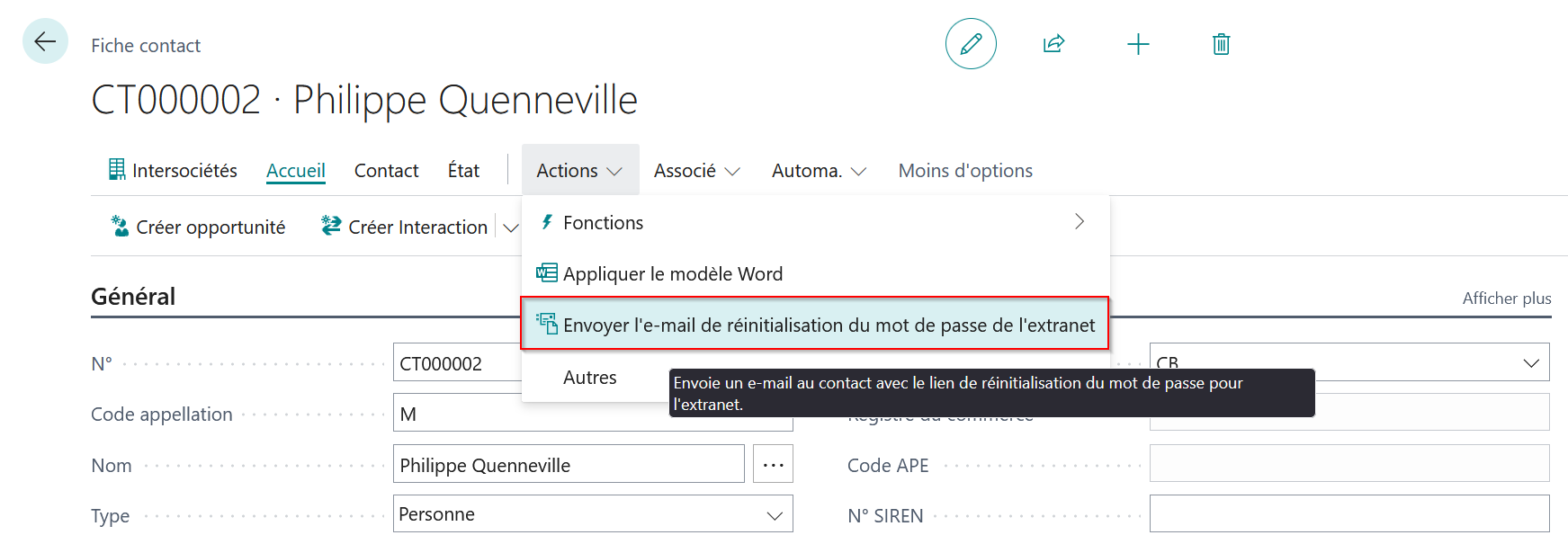 Envoyer l'e-mail de réinitialisation de mot de passe