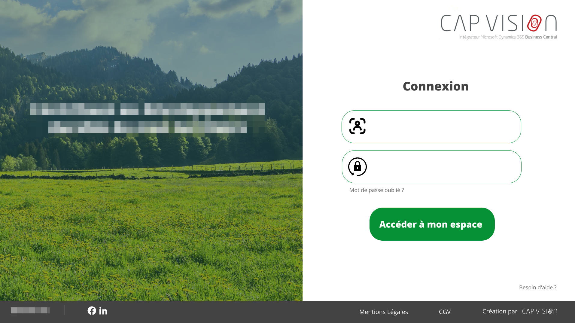 Exemple de présentation de la page de connexion