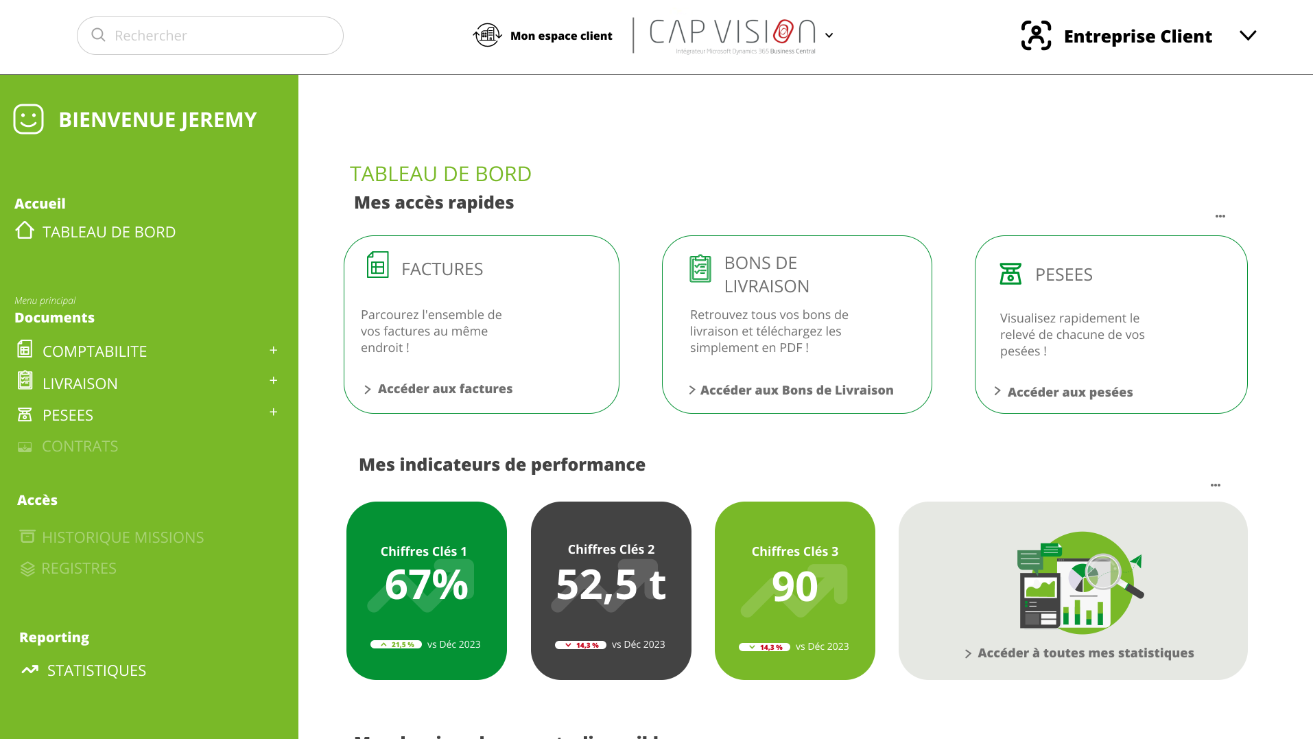 Exemple de la page d'accueil du site