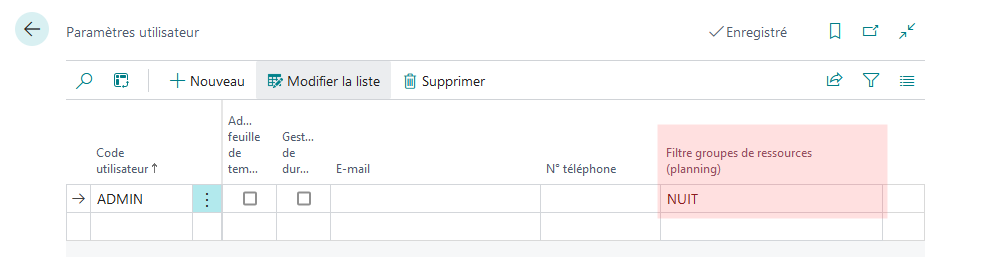 Filtrer le planning avec les équipes à afficher par défaut