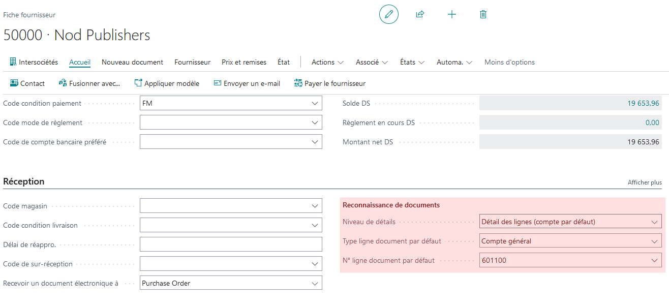 Compte dans lesquels enregistrer les factures