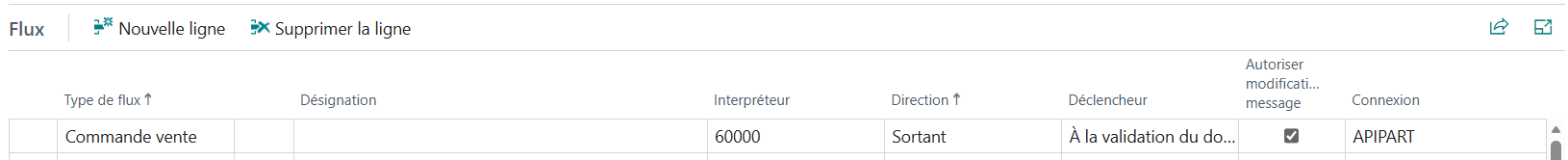 Exemple de configuration de flux
