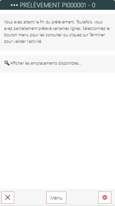 Terminer le prélevement