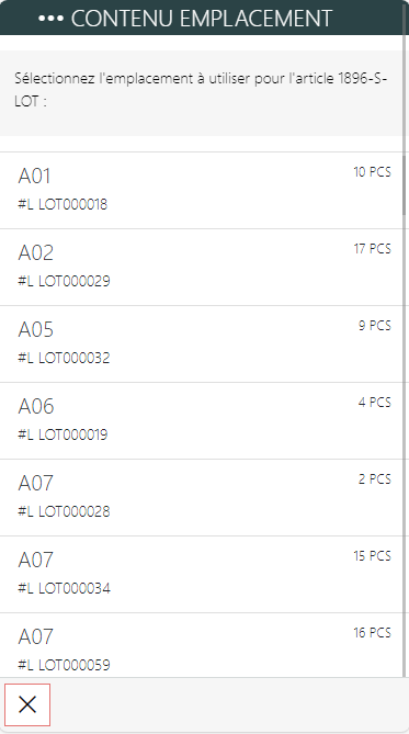 Liste contenus prélevement