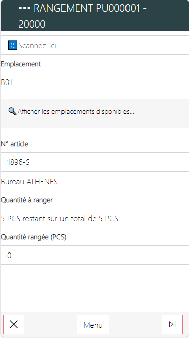 Traitement d'une ligne de rangement