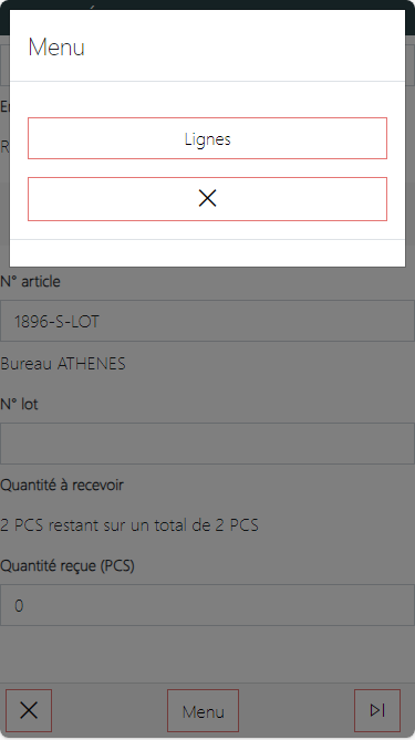 Aperçu du menu