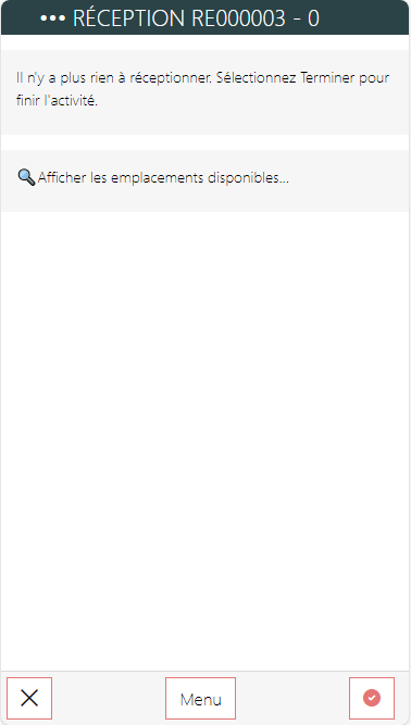 Ecran de validation