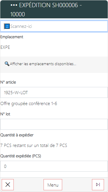 Traitement d'une ligne d'expédition