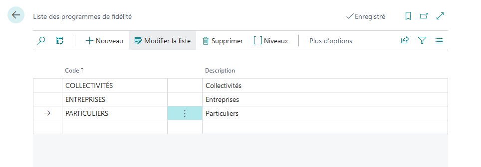 Exemple de configuration des programmes de fidélité