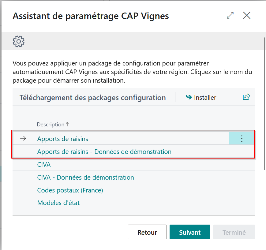 Installer les packages de configuration