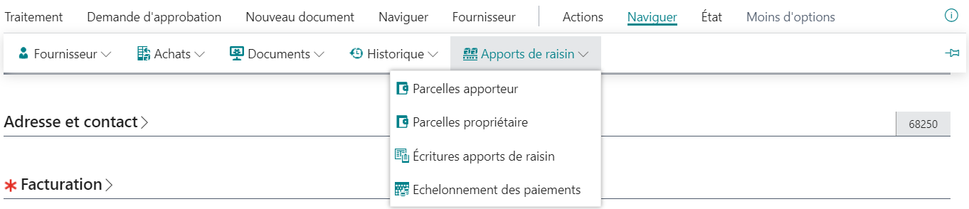 Accès à la liste des parcelles