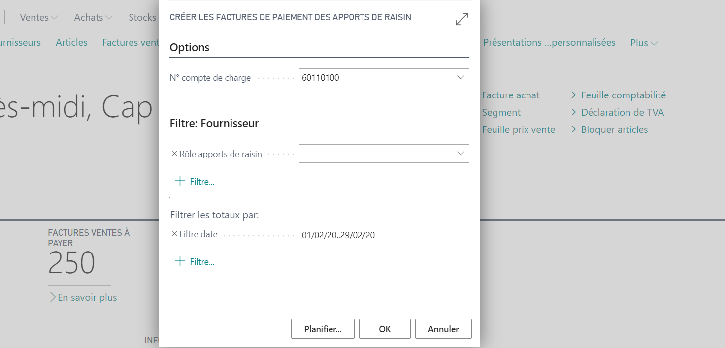 Fonction de création des factures de paiement