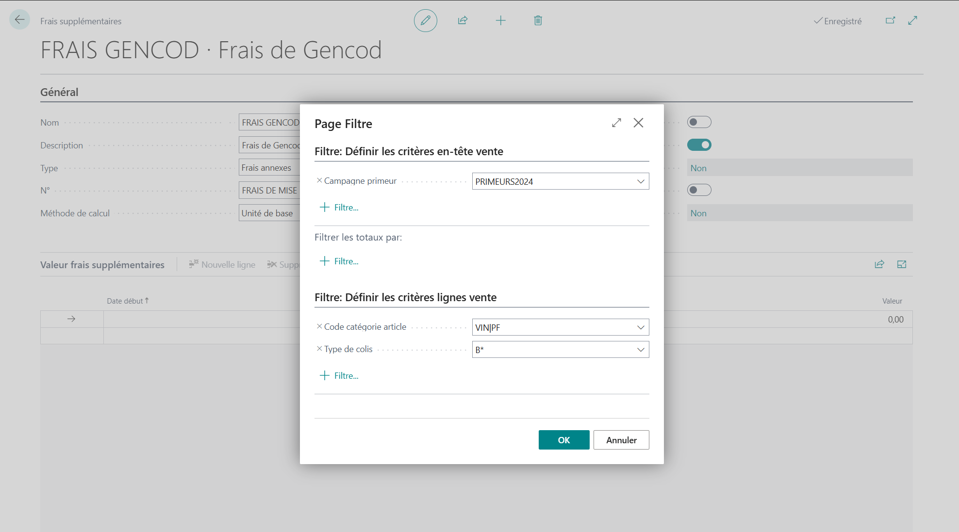 Commande avec frais groupé