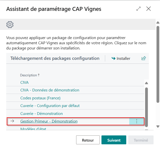 Installer les packages de configuration