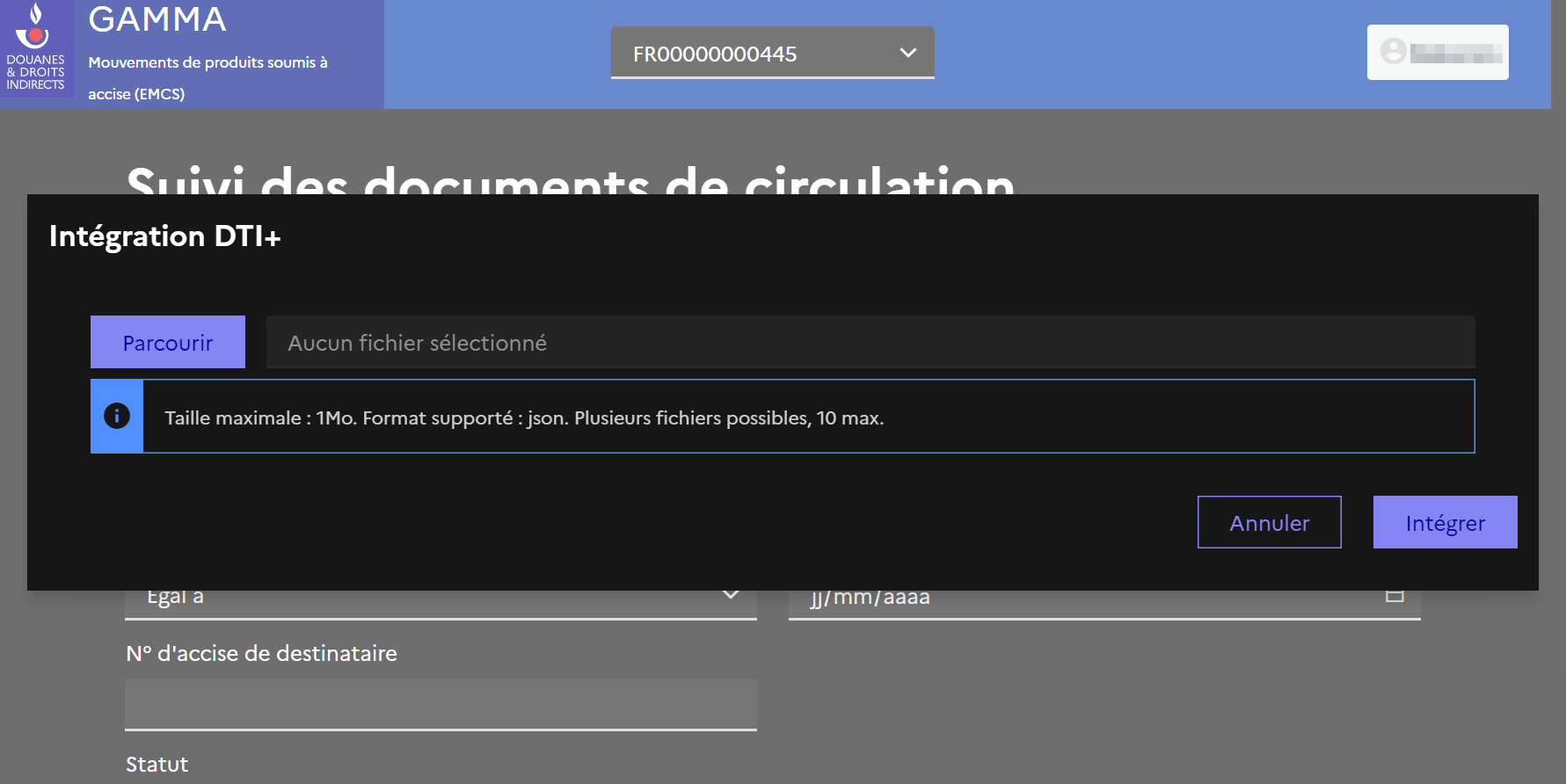 Sélectionnez le fichier à importer