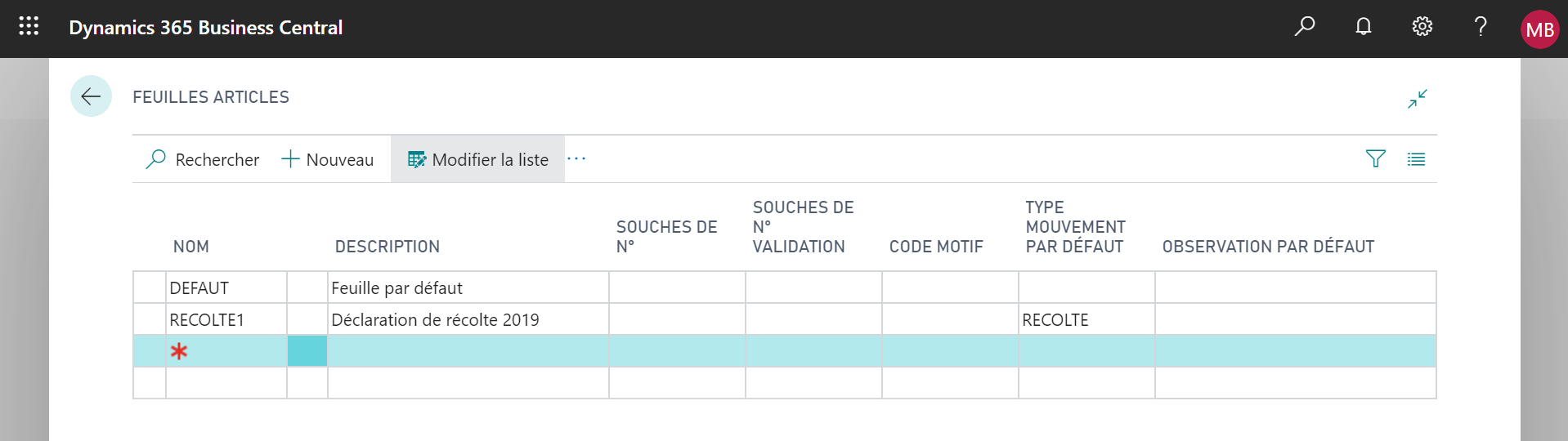 Feuille article