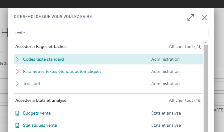 Créer des codes textes standards